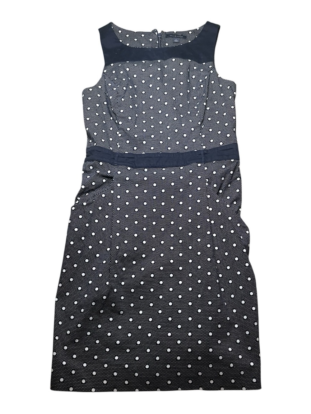 Tommy Hilfiger Polka Dot Sheath Dress Women's size 6 Navy Blue and White Pockets